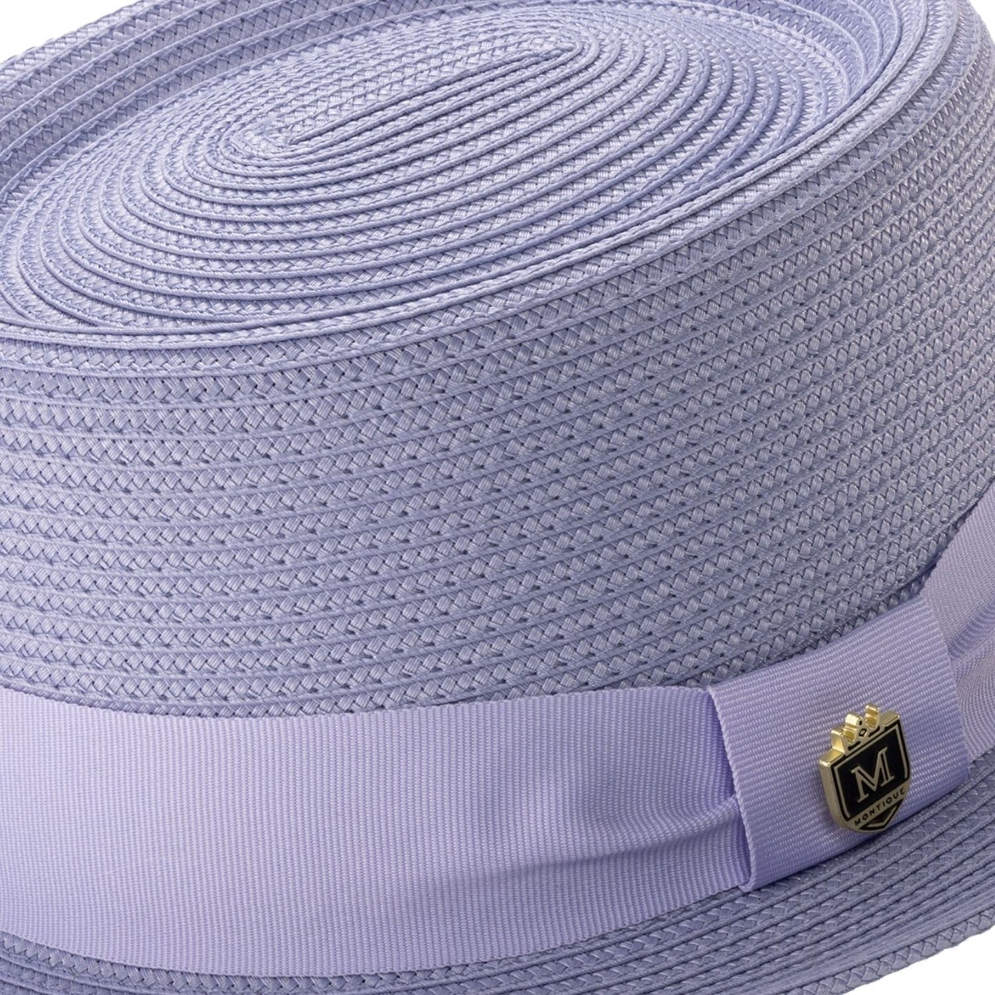 Montique Men’s Solid LILAC Straw Pork Pie Hat. H-95