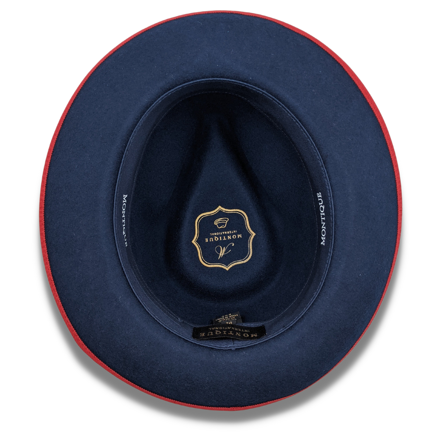 Montique NAVY 2 1/2 Inch Wide Brim Wool Felt Hat SZ XL 7 1/2-7 5/8 H-83