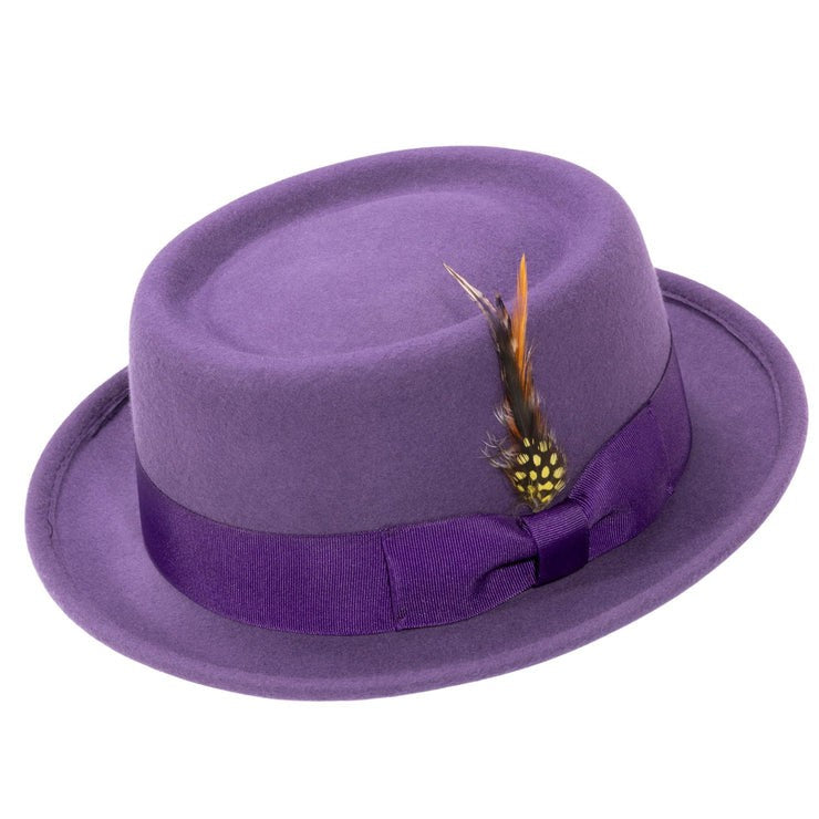 MONTIQUE GRAPE PORK PIE HAT. SZ MEDIUM 7 -7 /8 H88