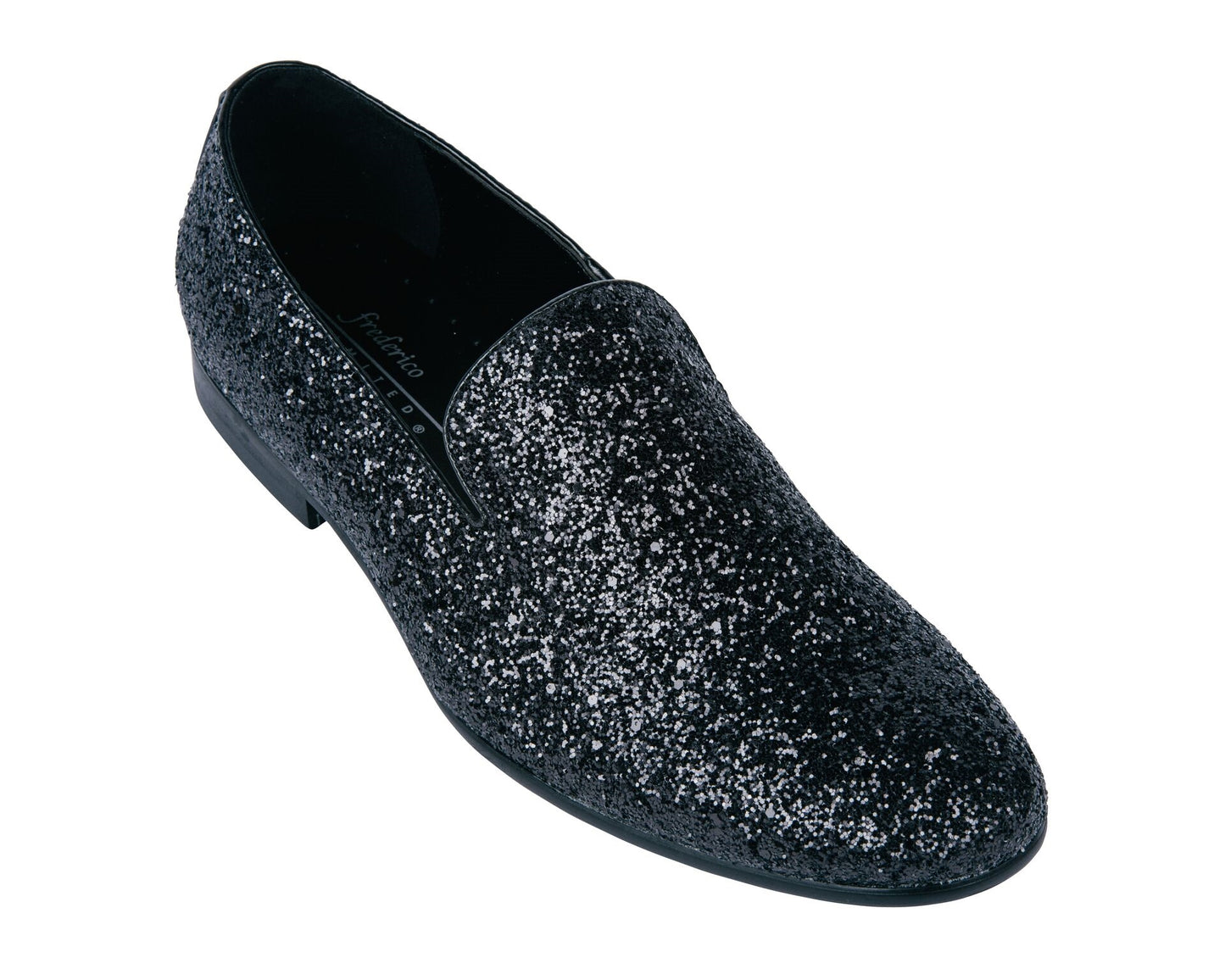 FREDERICO LEONE ,BLACK SPARKLE SLIP ON. SIZE 11
