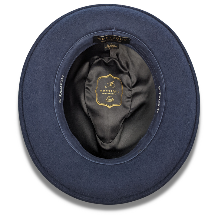 MONTIQUE NAVY 2 1/4 BRIM BEAVER LOOK FELT HAT H-81