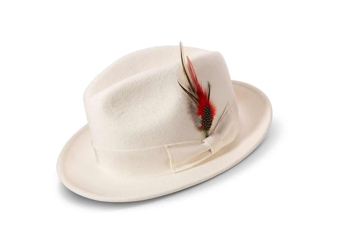 MONTIQUE WHITE 2 1/4 BRIM BEAVER LOOK FELT HAT H-81
