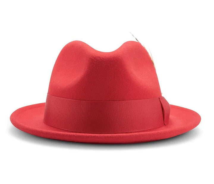 Montique Men's RED 2" Snap Brim Crushable Felt Wool Fedora Hat H10