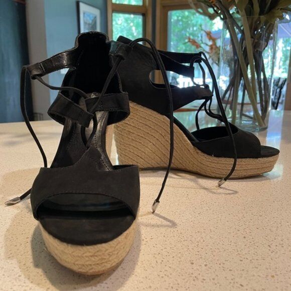 CALVIN KLEIN GANESSA NUBUCK LEATHER ESPADRILLE 8M