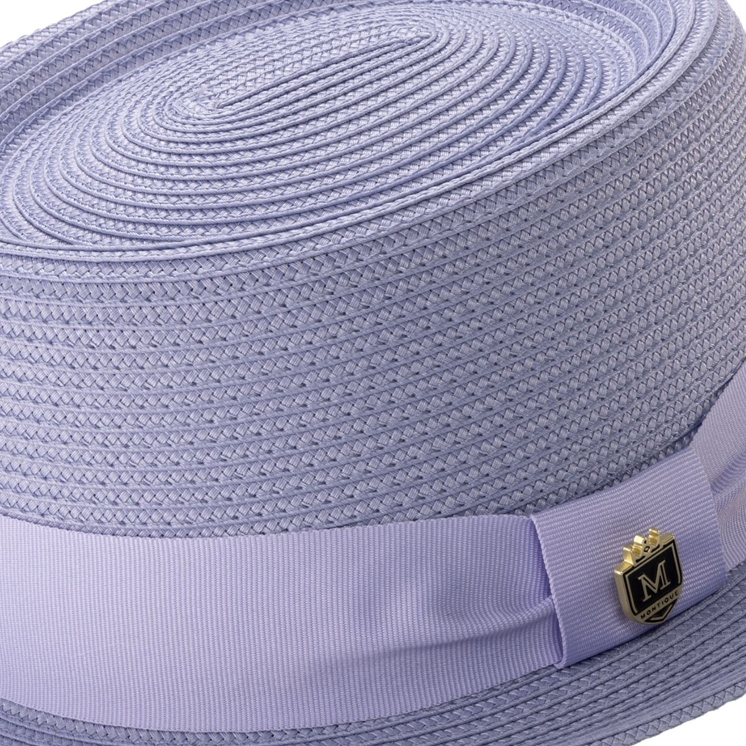 Montique Men’s Solid LILAC Straw Pork Pie Hat. H-95