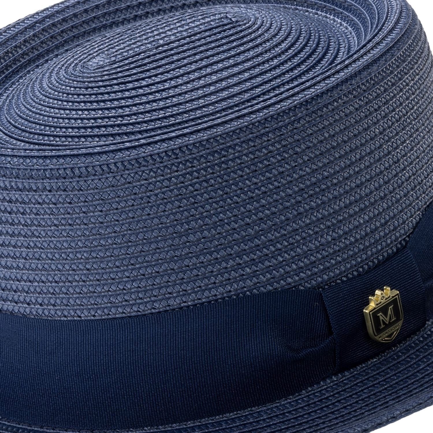 Montique Men’s Solid NAVY Pork Pie Hat. H-95