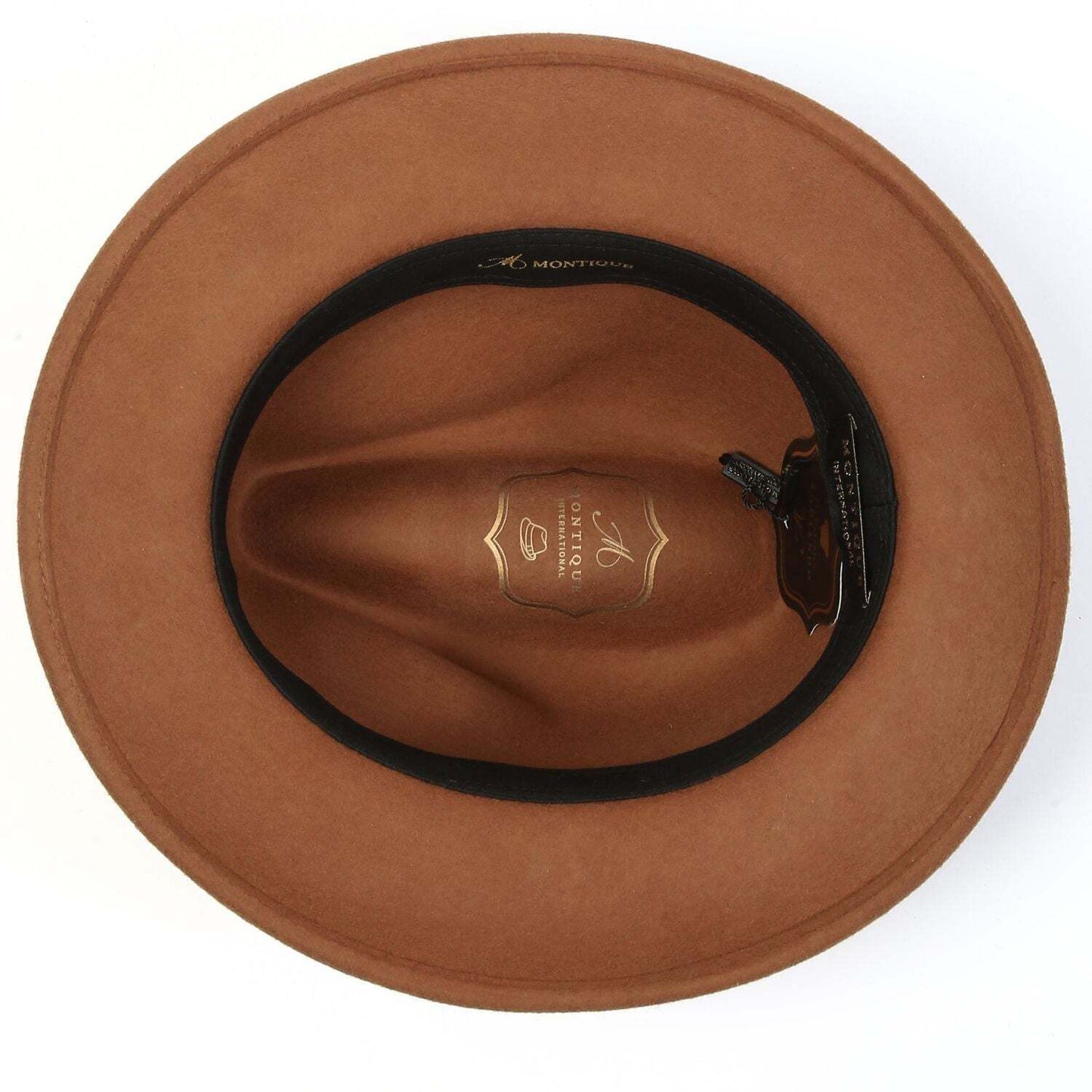 Montique SADDLE  2" Snap Brim Crushable Felt Wool Fedora Hat. SZ MED  H-10
