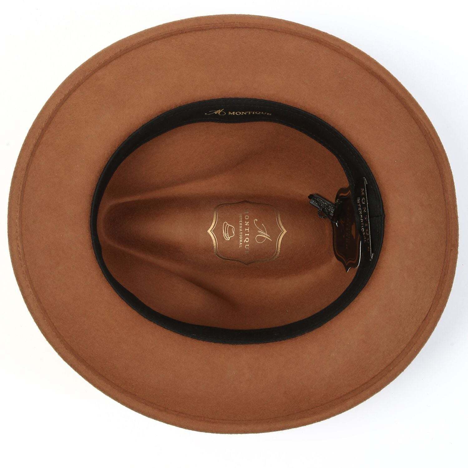 Montique SADDLE  2" Snap Brim Crushable Felt Wool Fedora Hat. SZ MED  H-10