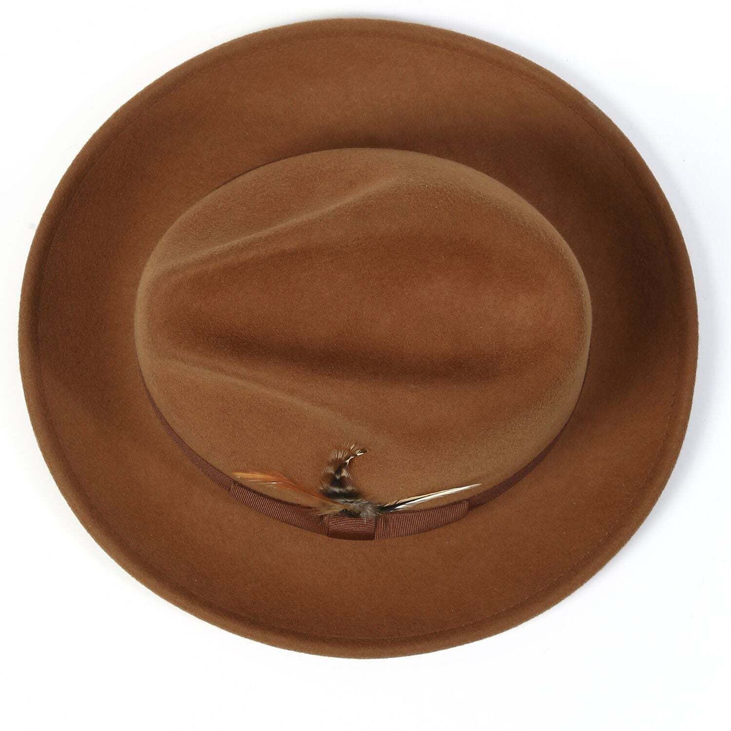 Montique SADDLE  2" Snap Brim Crushable Felt Wool Fedora Hat. SZ MED  H-10