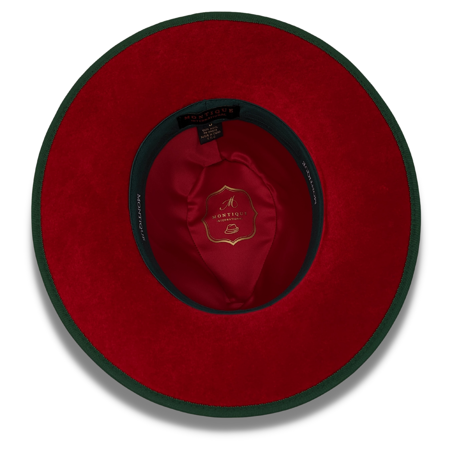 Montique HUNTER  3 1/8" Brim Red Bottom Wool Felt Dress Hat  SZ MED      H-80