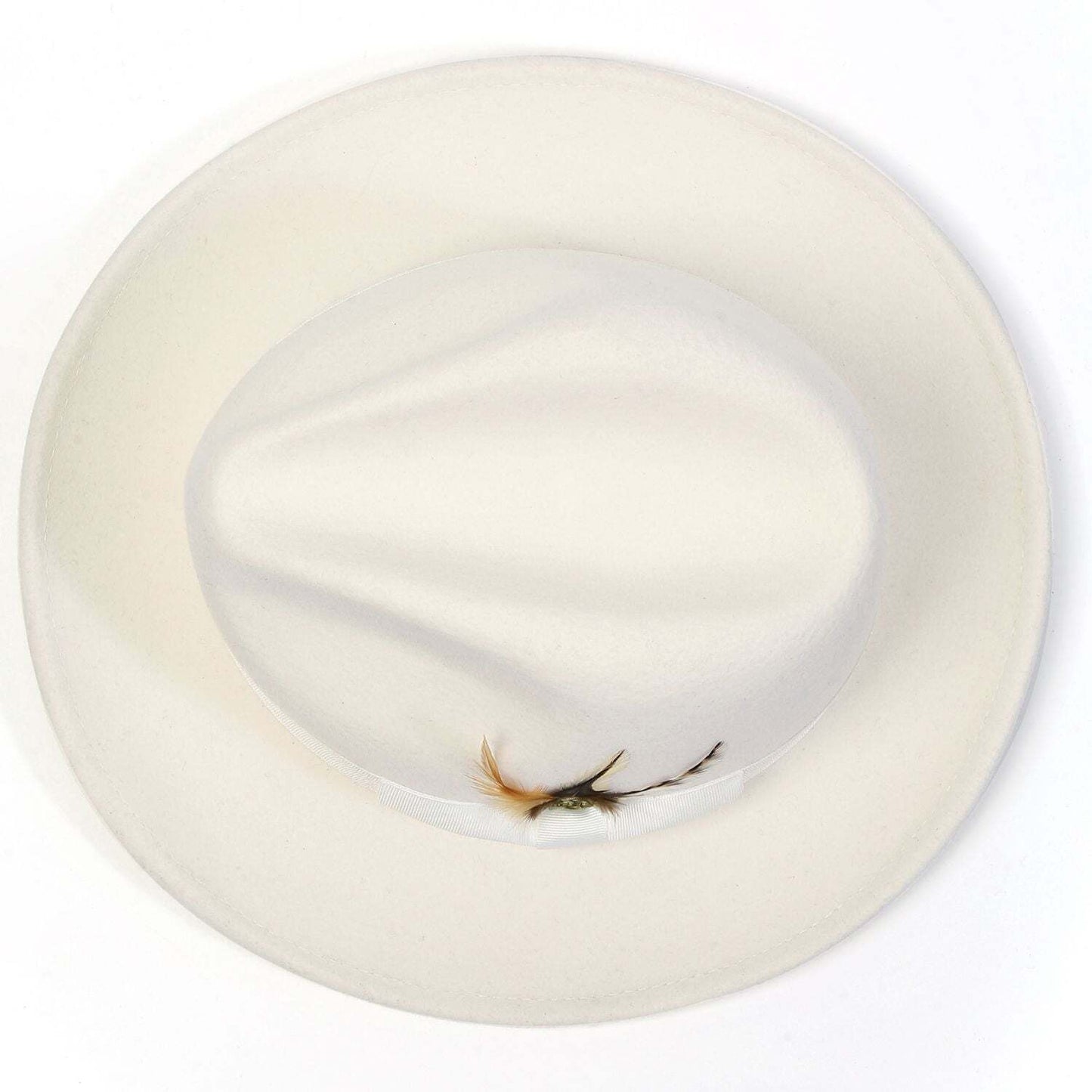 Montique WHITE Lightfelt 2 ½ Inch Wide Brim Wool Felt Pinch Hat MED 7-7 1/8 H-60