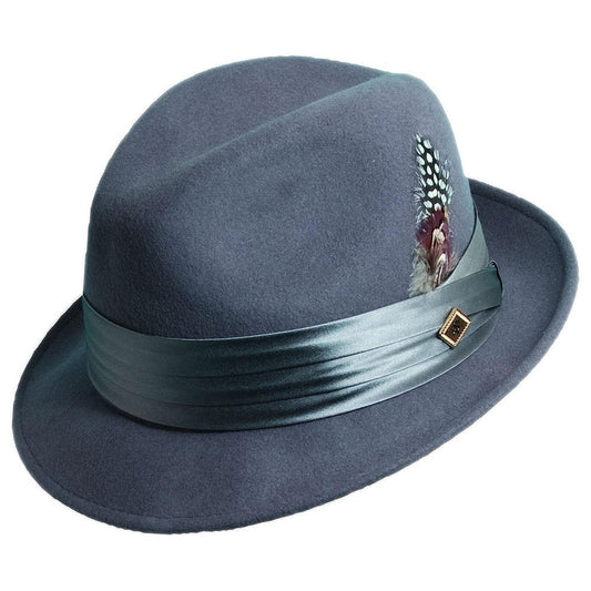 STACY ADAMS Crushable Wool Felt Fedora Hat CEMENT. SZ LARGE