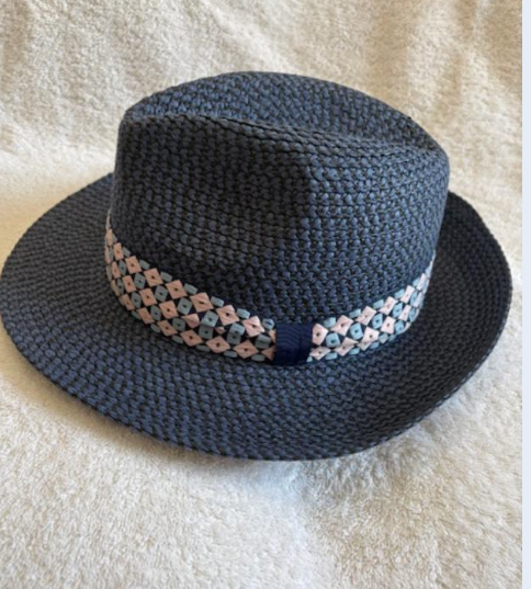 STACY ADAMS  INDIGO Fedora Poly Braided Pinch Front HAT SZ LARGE  7 1/4  US