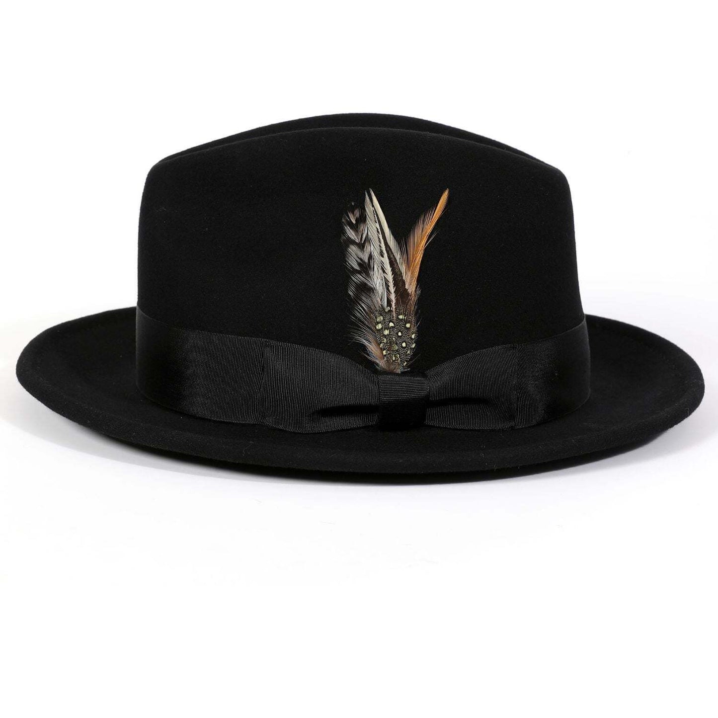 Montique BLACK Lightfelt 2 ½ Inch Wide Brim Wool Felt Pinch Hat MED 7-7 1/8 H-60