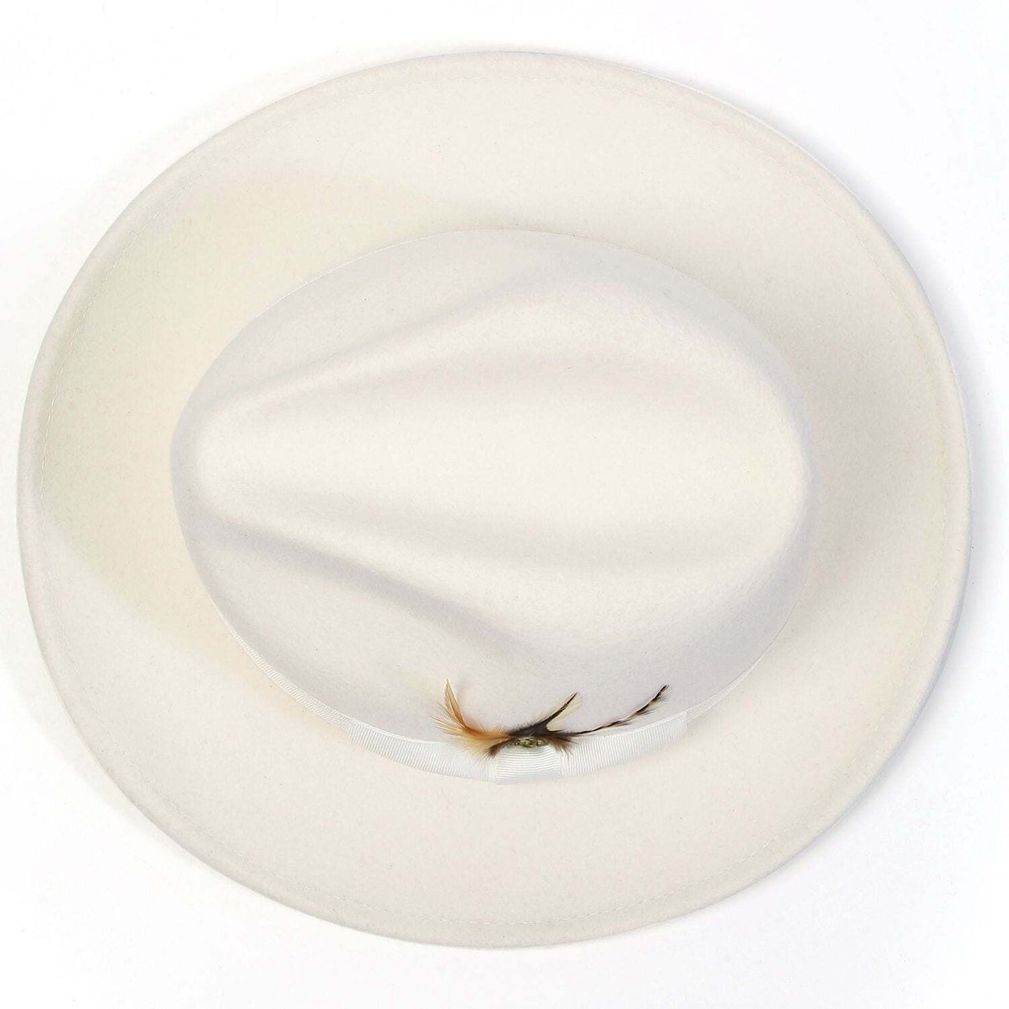 Montique WHITE Lightfelt 2 ½ Inch Wide Brim Wool Felt Pinch Hat SMALL H-60