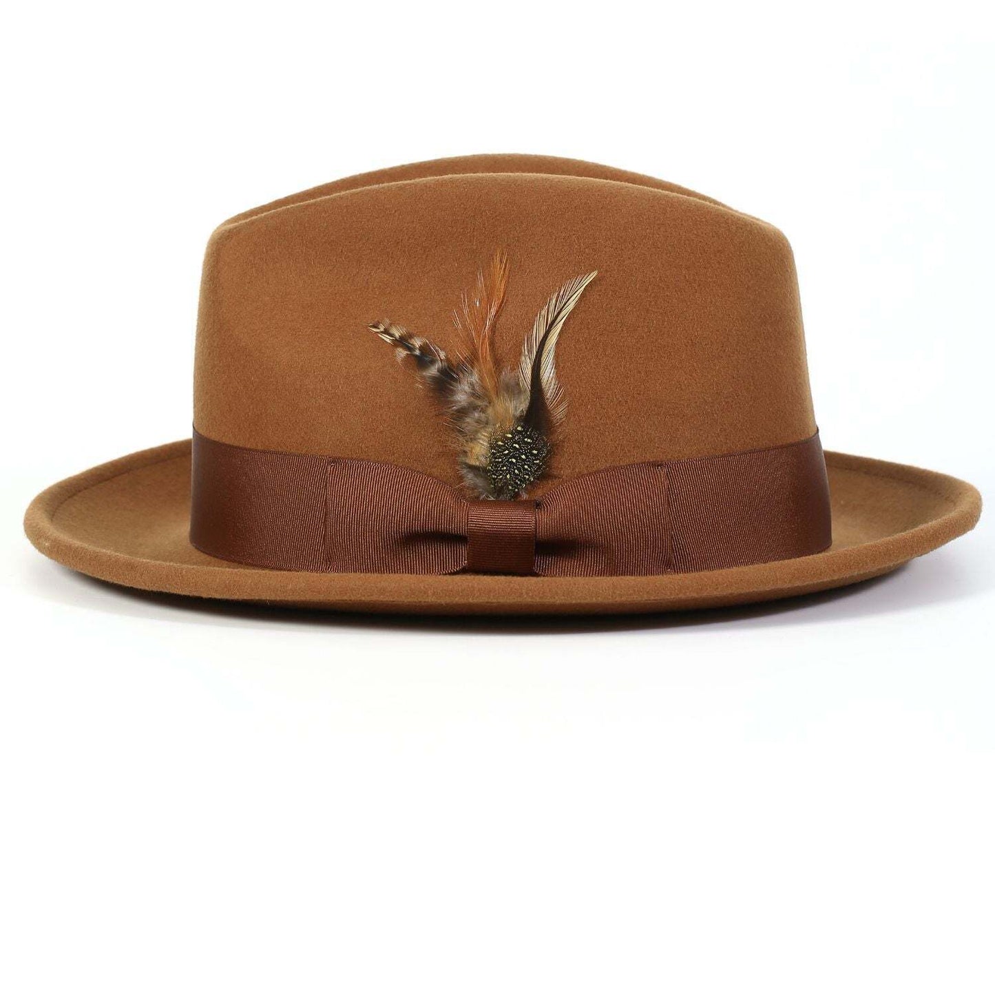 Montique SADDLE  2" Snap Brim Crushable Felt Wool Fedora Hat. SZ MED  H-10