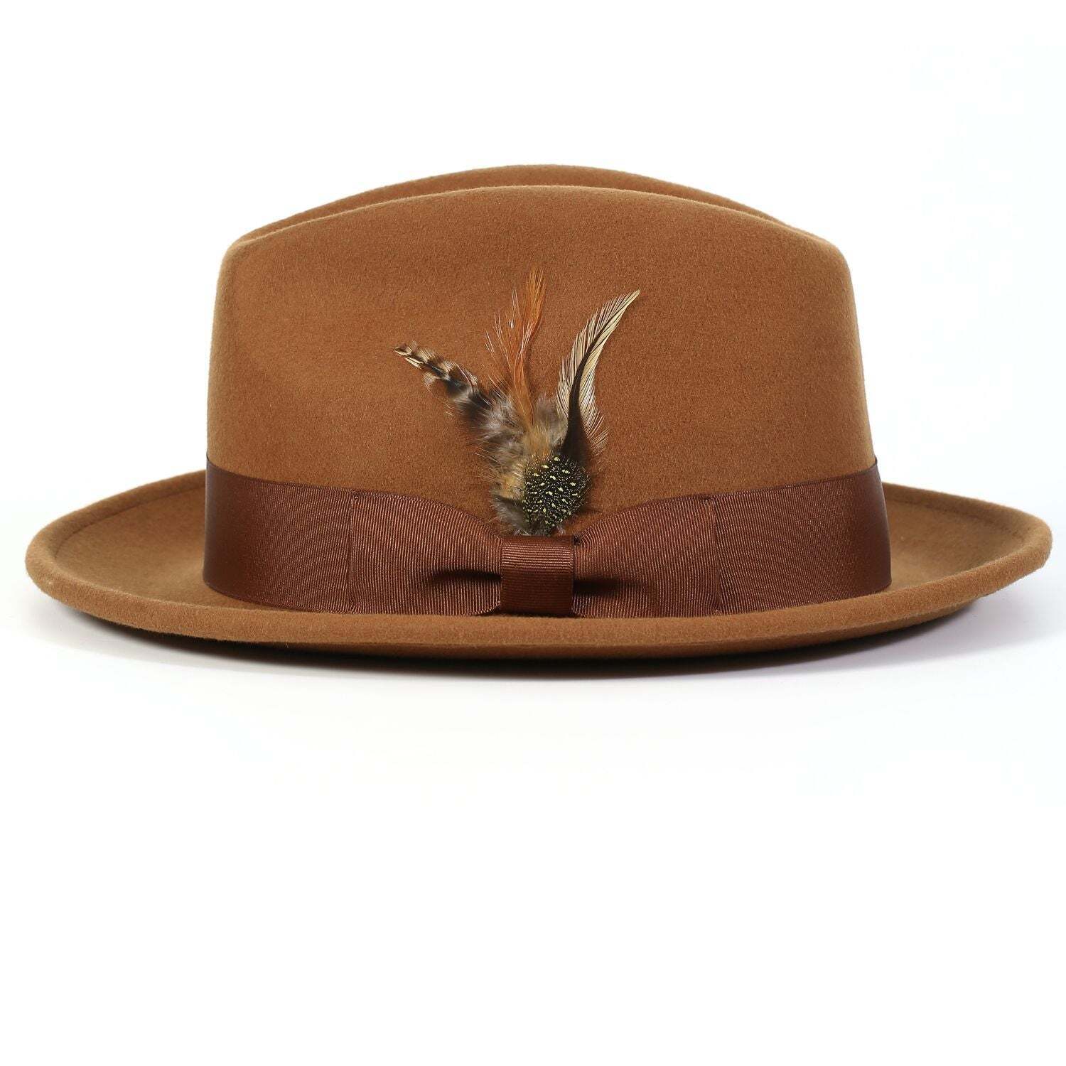 Montique SADDLE  2" Snap Brim Crushable Felt Wool Fedora Hat. SZ MED  H-10