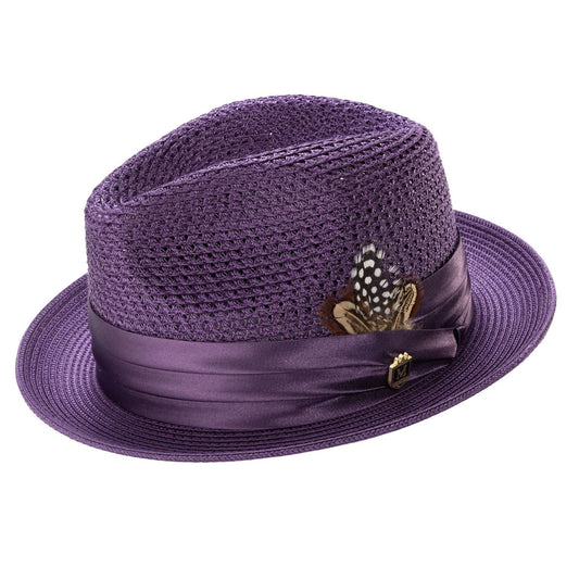Montique PURPLE Pinch Braided STINGY Matching Satin Ribbon -2 in BRIM SZ SM   34