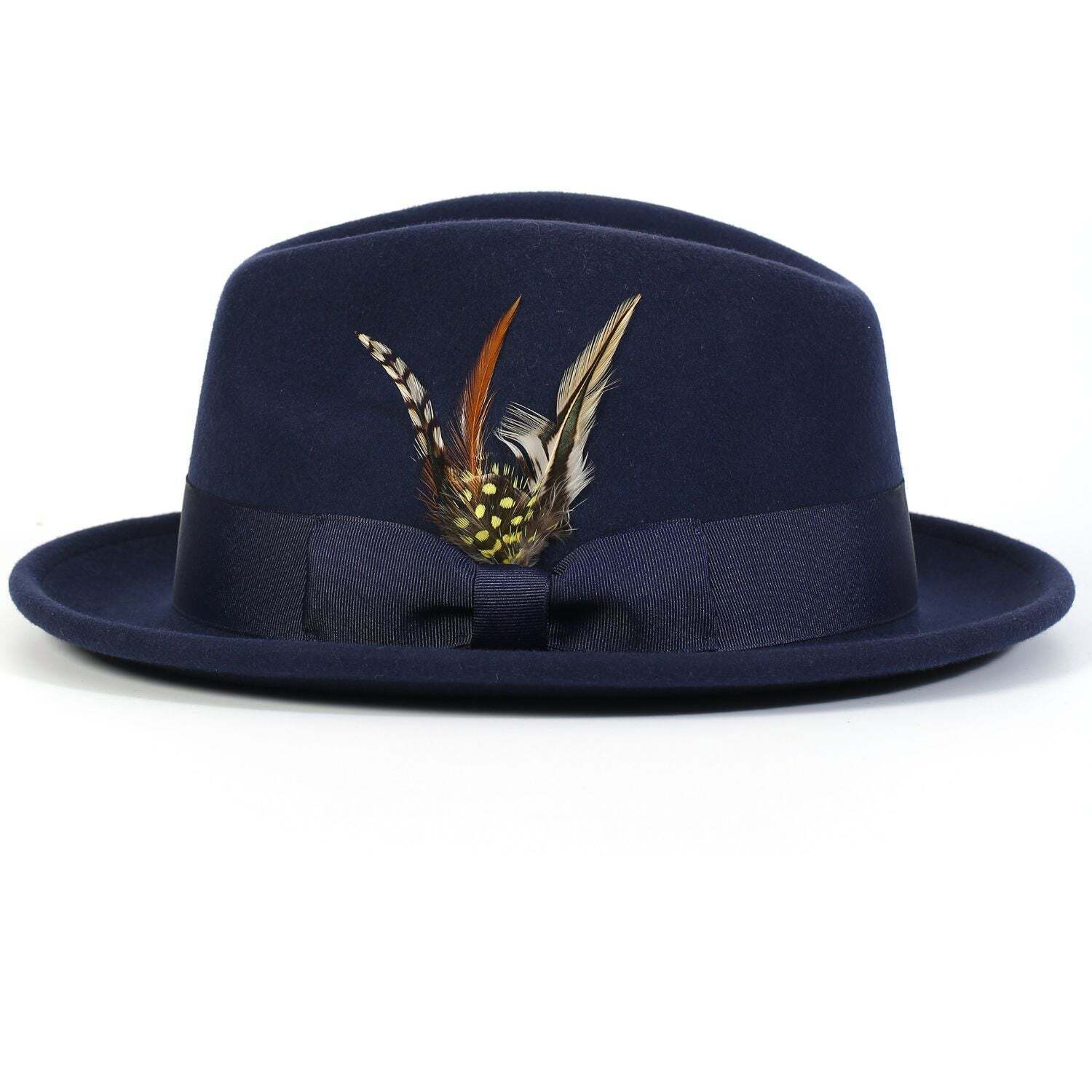 Montique NAVY  2" Snap Brim Crushable Felt Wool Fedora Hat  SZ LAR 7 1/4  H-10