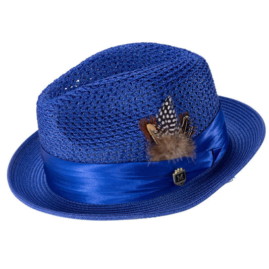 Montique ROYALPinch Braided Fedora-Matching Satin Ribbon2 inch BRIM SZ MED -34