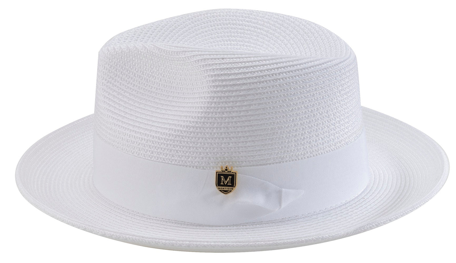 WHITE Braided Wide Brim Pinch Fedora Matching Grosgrain Ribbon Hat  SZ. LAR h-42