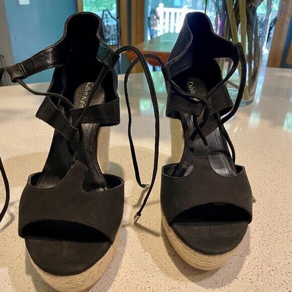 CALVIN KLEIN GANESSA NUBUCK LEATHER ESPADRILLE 8M