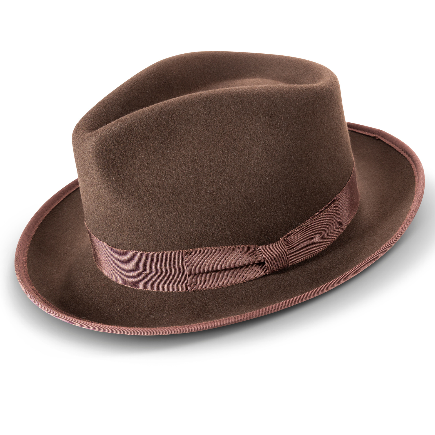 Stylesto Collection BROWN Wool Felt Fedora 50's Vintage SZ LAR 7 1/4-7 3/8  H-86