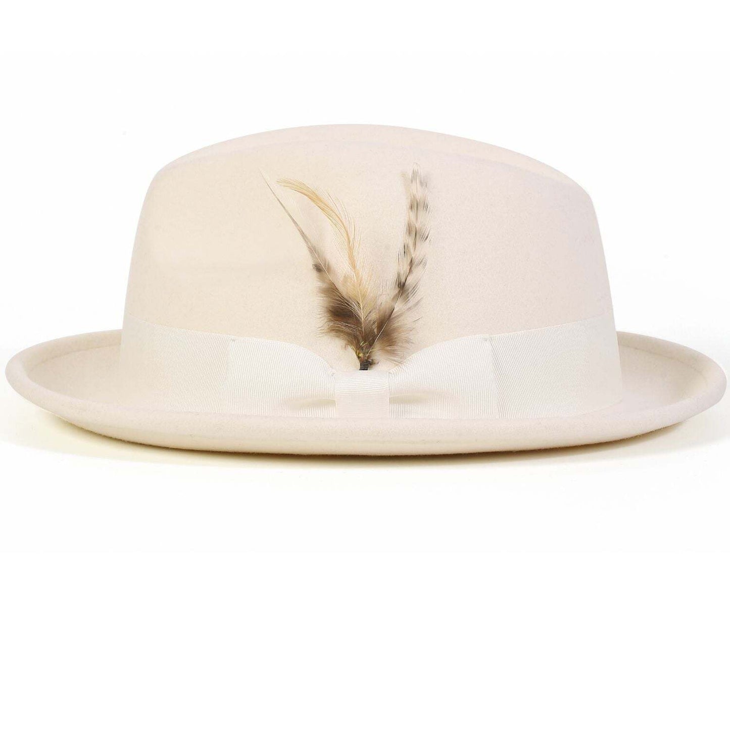 Montique IVORY WHITE 2" Snap Brim Crushable Felt Wool Fedora Hat  SZ XL - H-10
