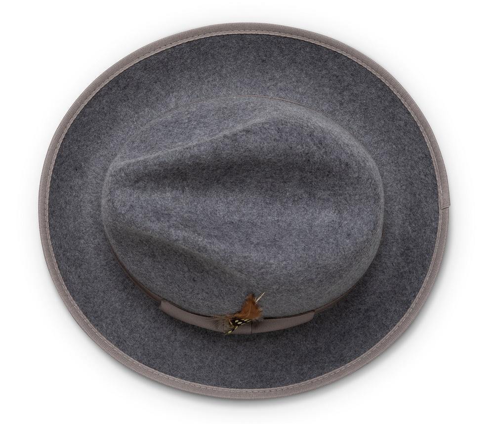 Montique GRAY Hat Matching Grosgrain Ribbon 2 3/8" Brim Red Bottom Wool Felt LAR