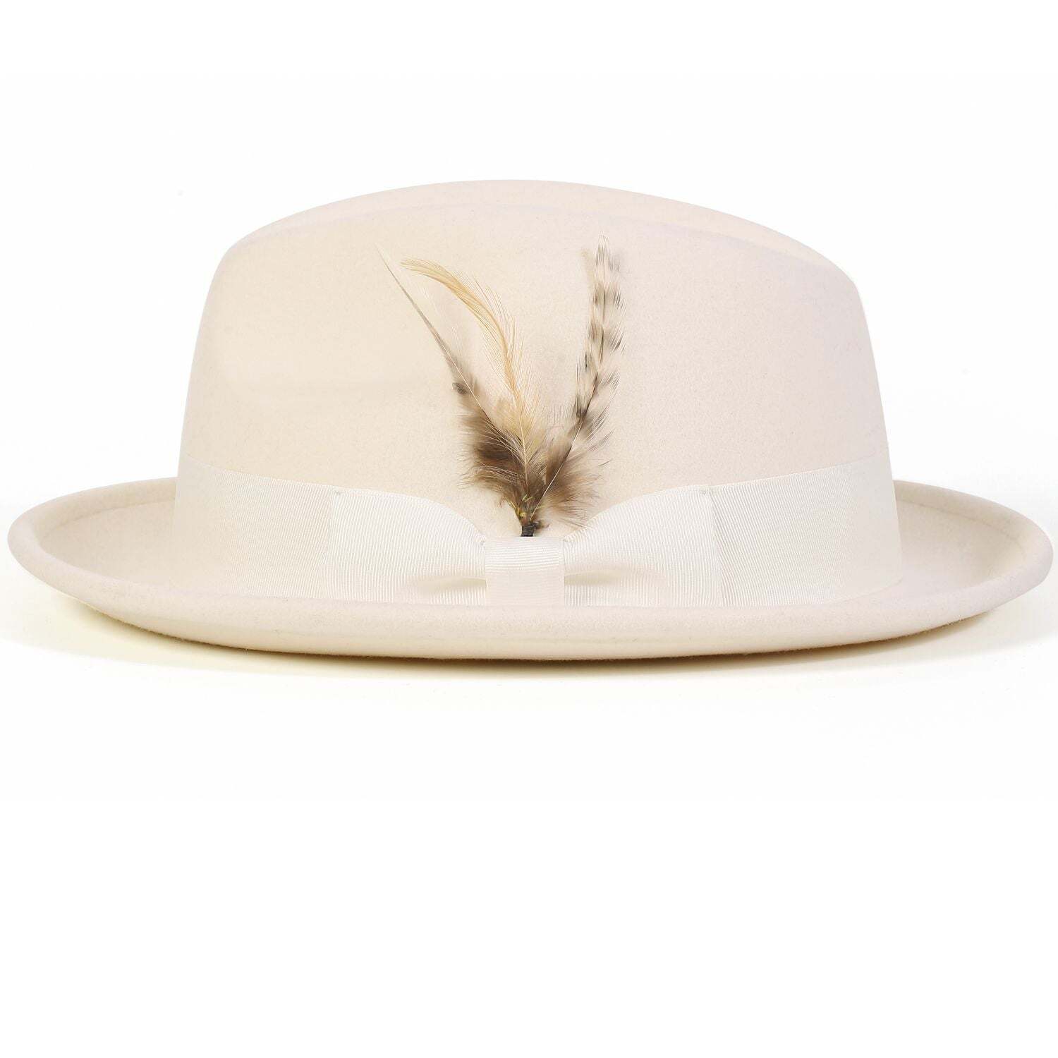 Montique IVORY WHITE 2" Snap Brim Crushable Felt Wool Fedora Hat  SZ LAR H-10