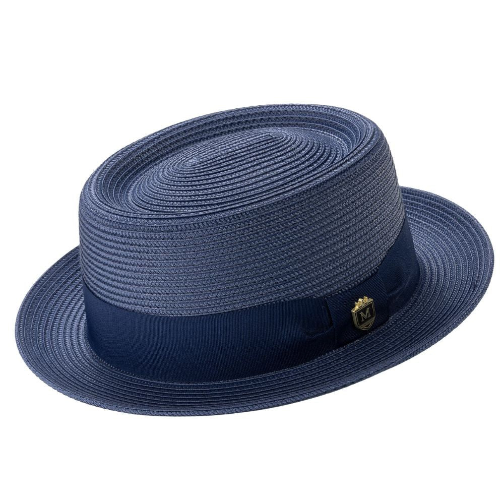 Montique Men’s Solid NAVY Pork Pie Hat. H-95
