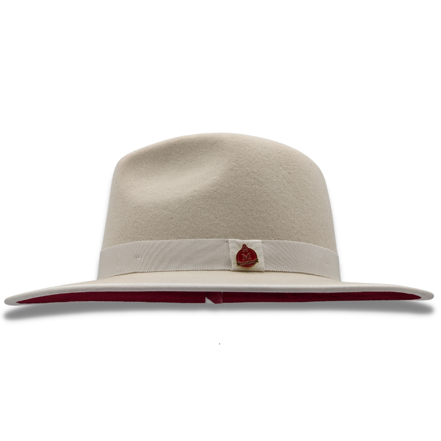 Montique WHITE 3 1/8" Brim Red Bottom Wool Felt Dress Hat  SZ MED      H-80