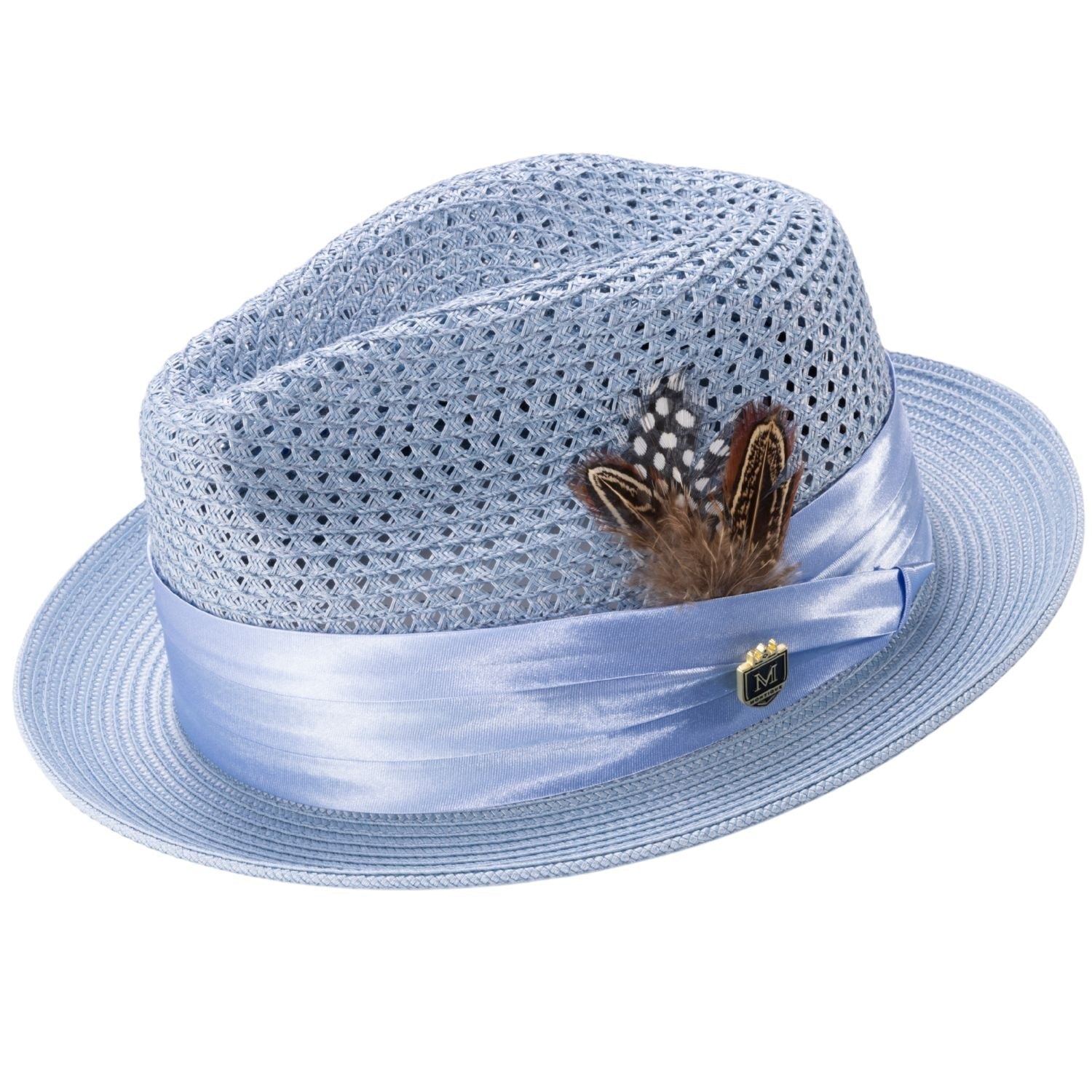 Montique CAROLINA Pinch Braided STINGY ,Matching Satin Ribbon 2 in BRIM SZ SM 34