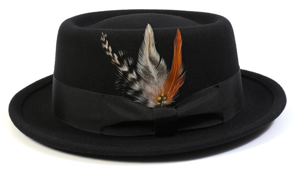 MONTIQUE BLACK PORK PIE HAT.  SZ LAR - 7 1/4-7 3/8                       H88