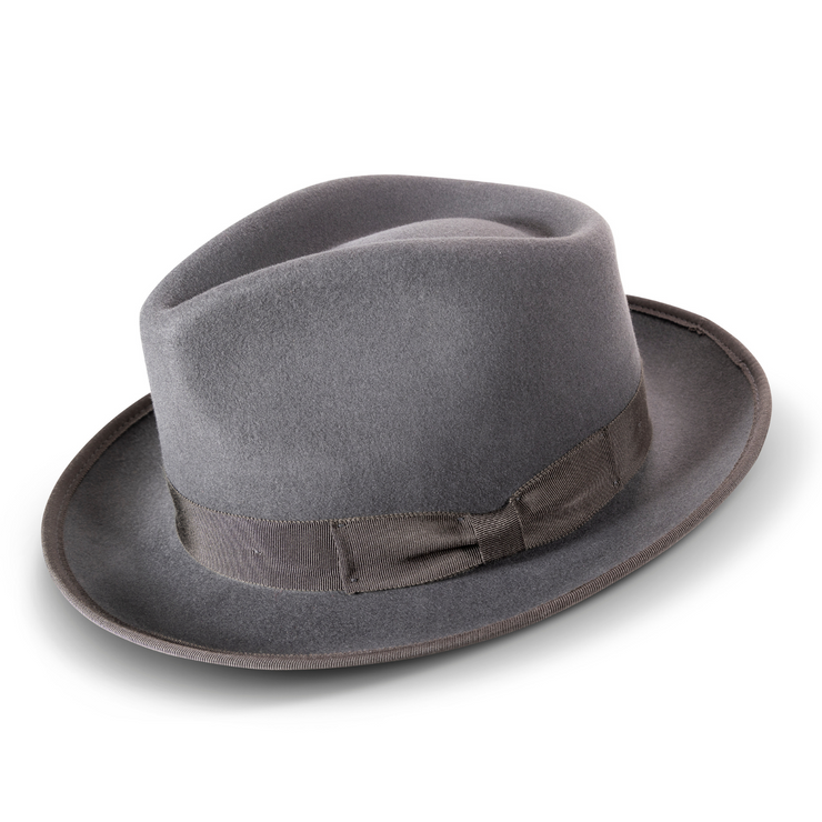 Stylesto CollectionGRAY Wool Felt Fedora: 50's Vintage  SZ LAR 7 1/4-7 3/8  H-86