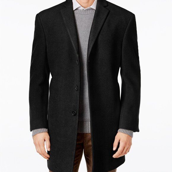 CALVIN KLEIN TOP COAT “PROSPER" BLACK SZ 46R SLIM NWT Calvin Klein Collection