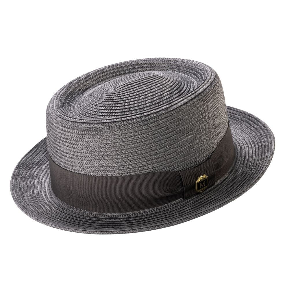 Montique Men’s Solid GRAY  Pork Pie Hat. H-95