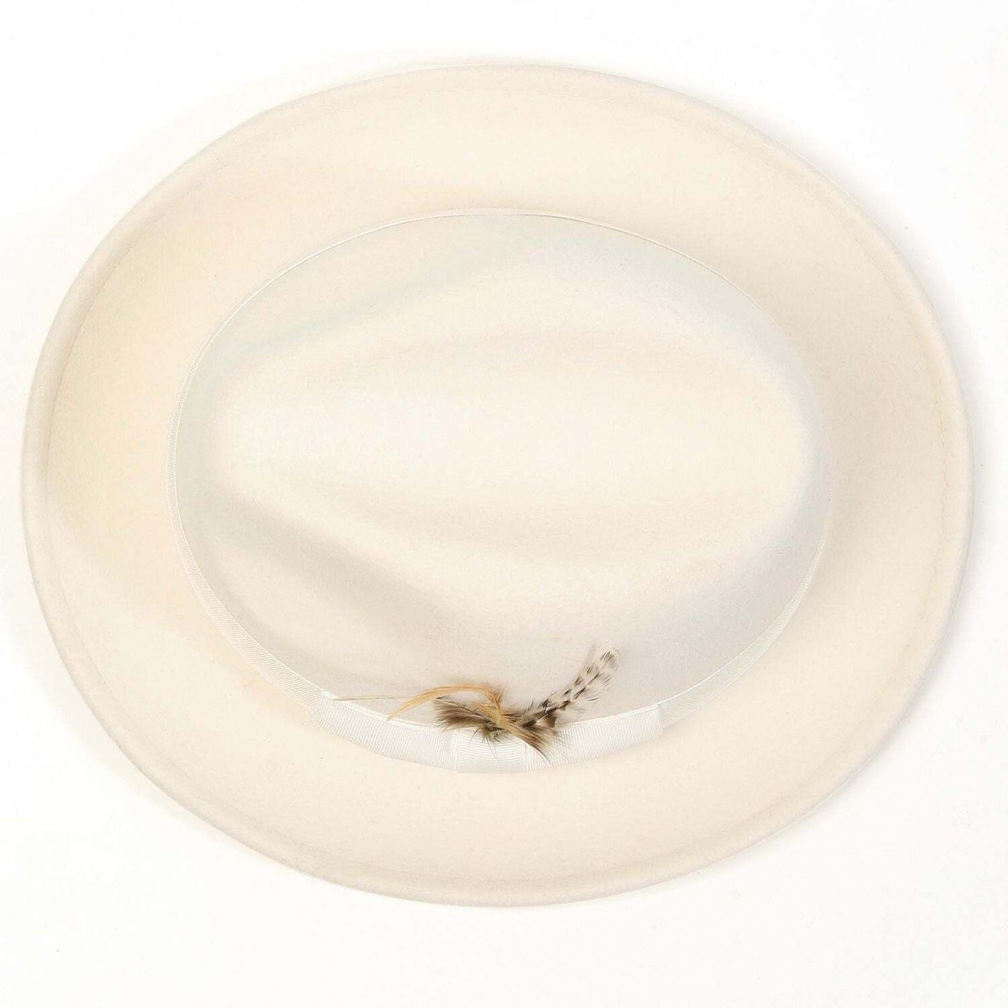 Montique  IVORY WHITE  2" Snap Brim Crushable Felt Wool Fedora Hat. SZ MED  H-10