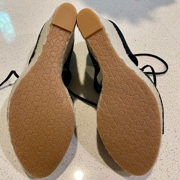 CALVIN KLEIN GANESSA NUBUCK LEATHER ESPADRILLE 8M