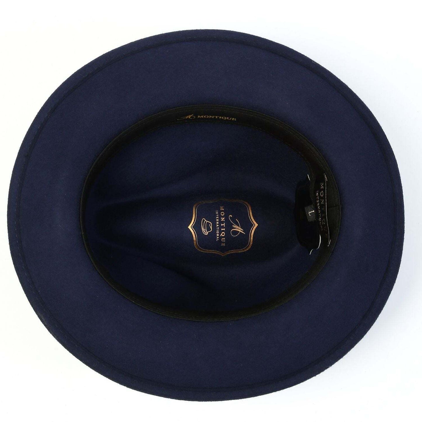 Montique NAVY  2" Snap Brim Crushable Felt Wool Fedora Hat  SZ LAR 7 1/4  H-10