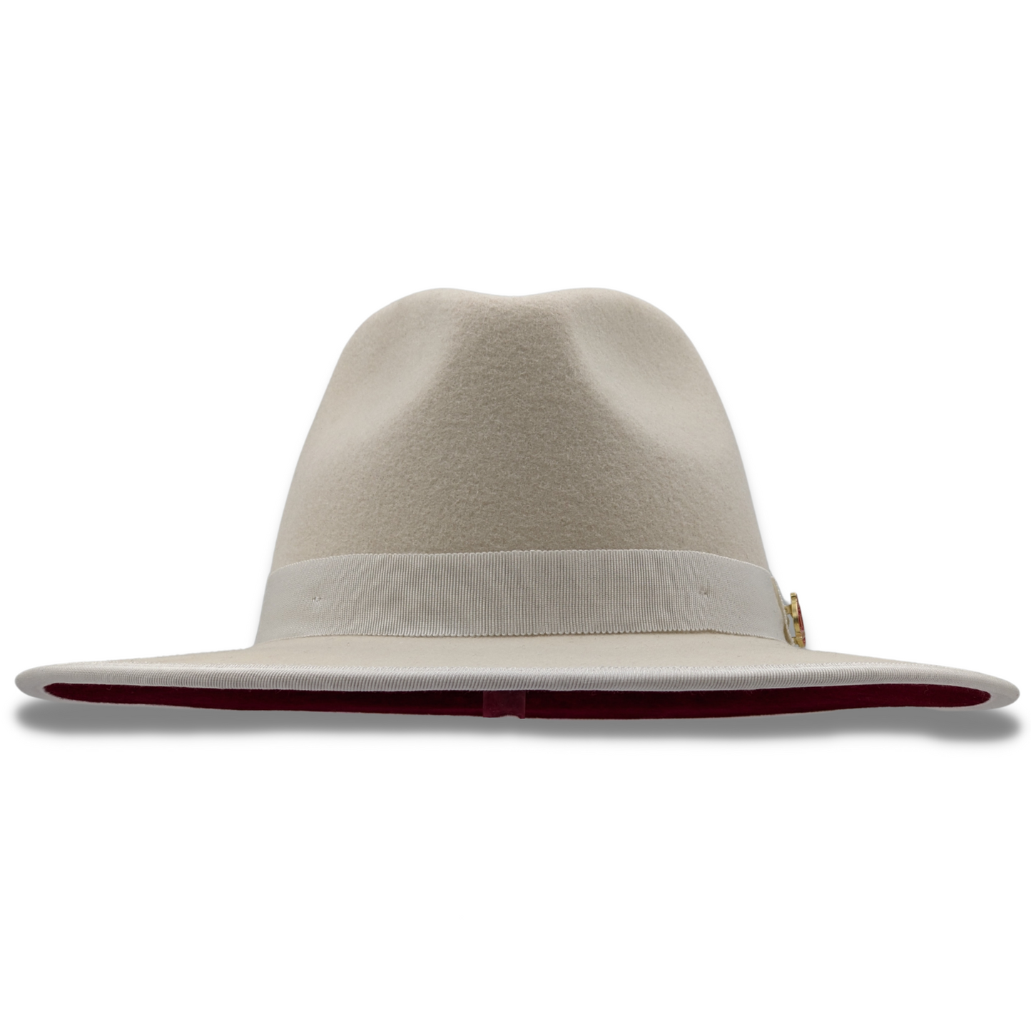Montique WHITE 3 1/8" Brim Red Bottom Wool Felt Dress Hat  SZ MED      H-80