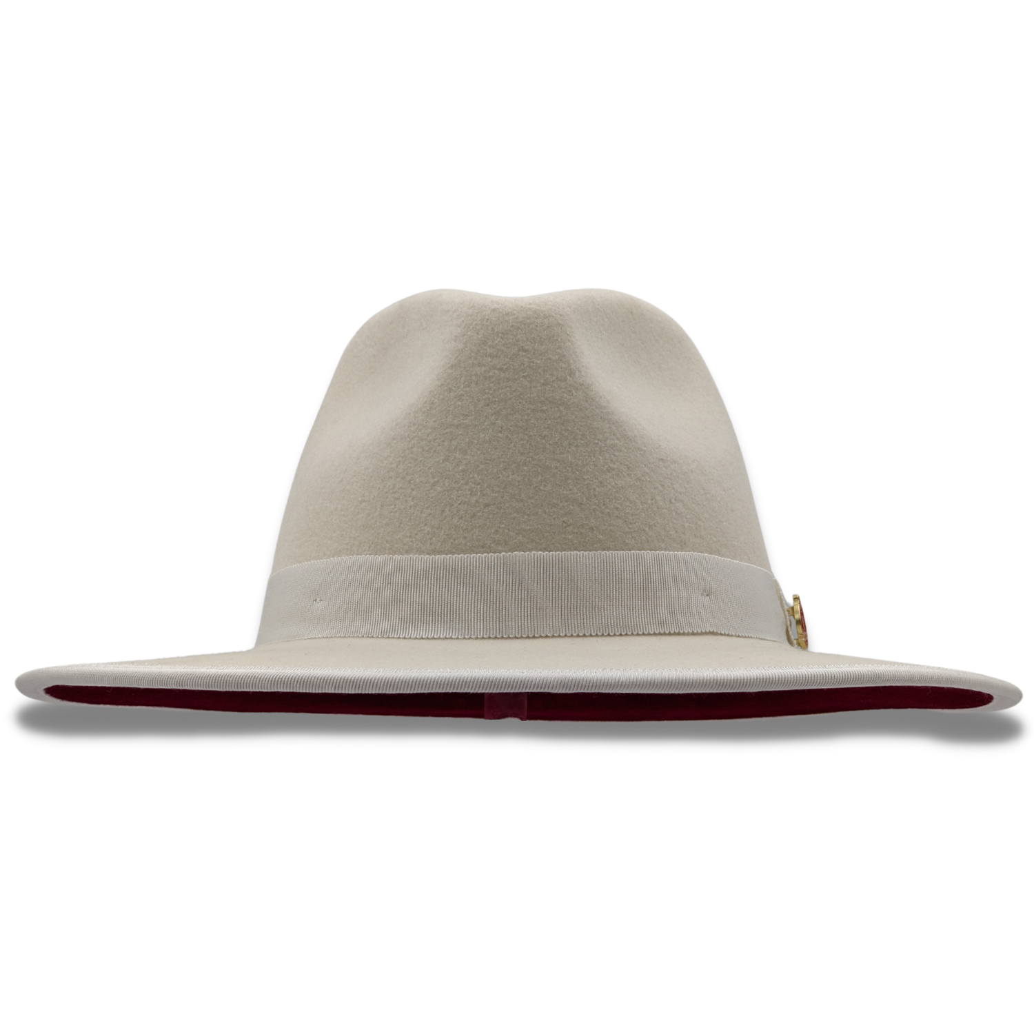 Montique WHITE 3 1/8" Brim Red Bottom Wool Felt Dress Hat  SZ MED      H-80