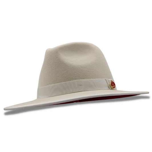 Montique WHITE 3 1/8" Brim Red Bottom Wool Felt Dress Hat  SZ MED      H-80