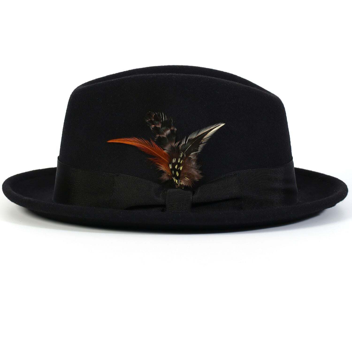 Montique BLACK  2" Snap Brim Crushable Felt Wool Fedora Hat  SZ XL - H-10