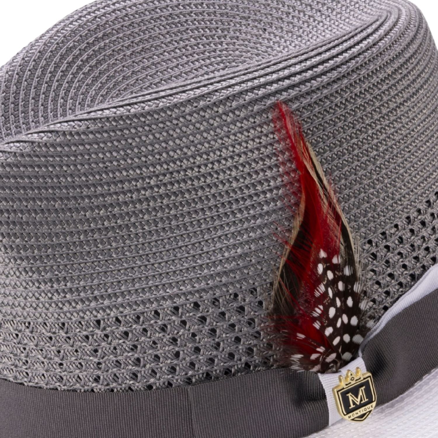 GREYand White Two-Tone Ventilated Fedora by Montique. SIZE MED  7-7 1/8.  H-94