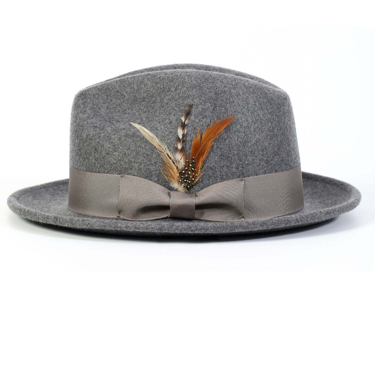Montique GRAY 2" Snap Brim Crushable Felt Wool Fedora Hat  SZ LAR 7 1/4  H-10