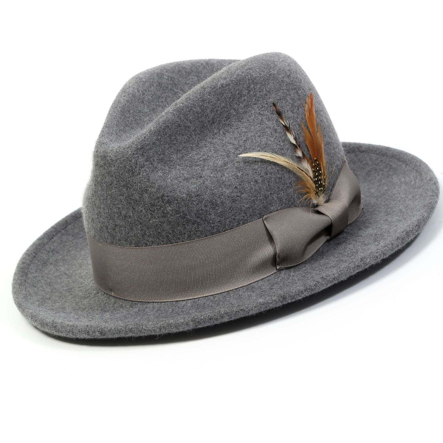 Montique GRAY 2" Snap Brim Crushable Felt Wool Fedora Hat  SZ LAR 7 1/4  H-10