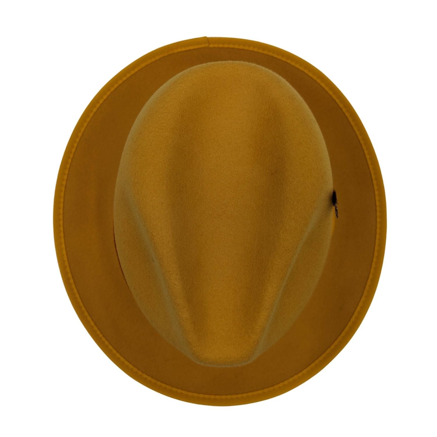 Montique GOLD with Grosgrain Ribbon 2 3/8" Brim Red Bottom Wool Felt Hat. sz MED