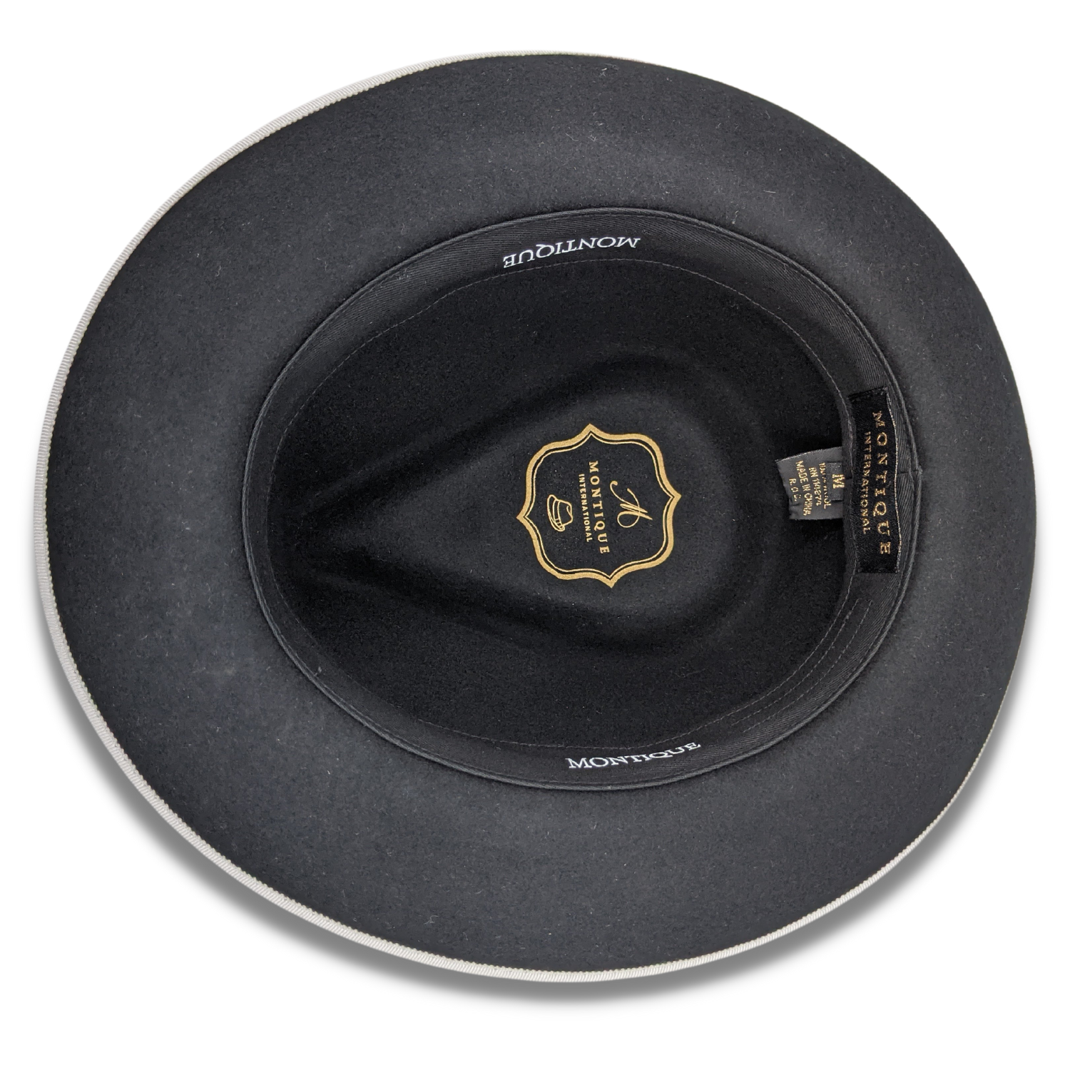 Montique Black 2 1/2 Inch Wide Brim Wool Felt Hat sz  SZ MED.  7-7 1/8    H-83