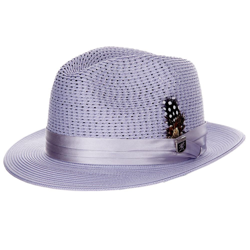 Stacy Adams LAVENDER Dublin Sewn Braid Fedora HAT SZ LARGE 7 1/4